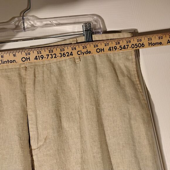 Territory Ahead pants mens 37 37x30 beige linen blend flat front khaki - Picture 3 of 7